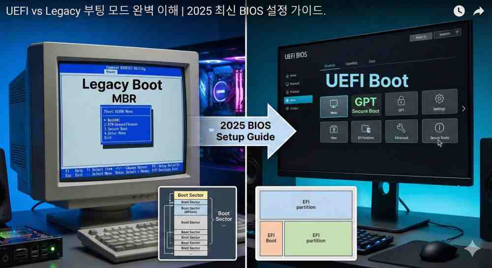 UEFI vs Legacy 부팅 모드 완벽 이해 | 2025 최신 BIOS 설정 가이드