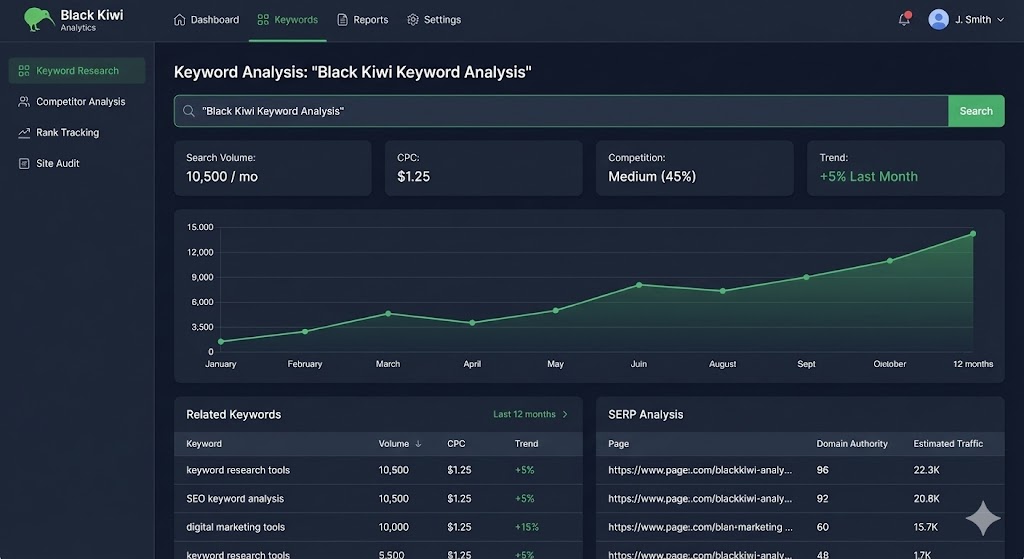 블랙키위 키워드 분석 도구에서 블로그 부업 검색량을 확인하는 화면